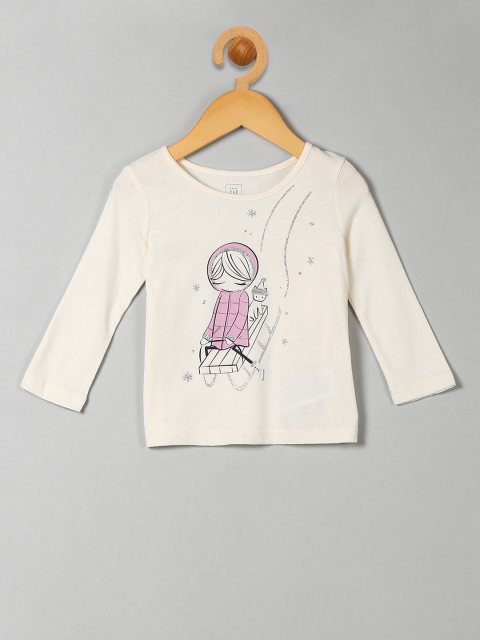 

GAP Toddler Girl White Embellished Graphic Tee