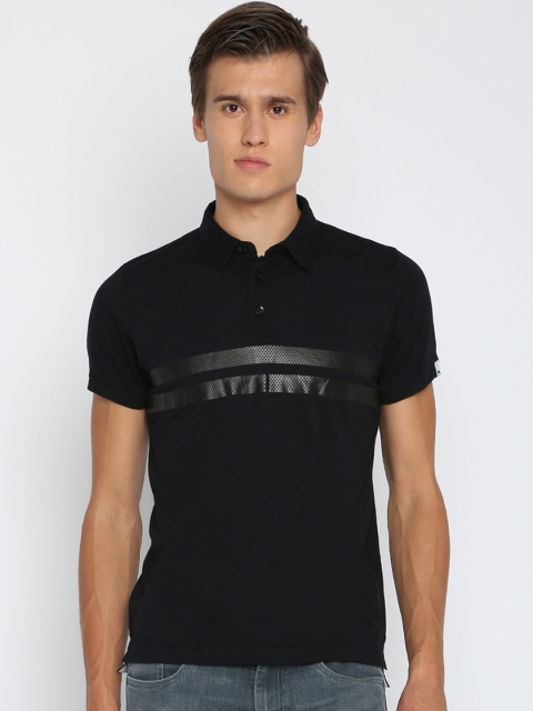 

Basics Men Black Solid Polo Collar T-shirt