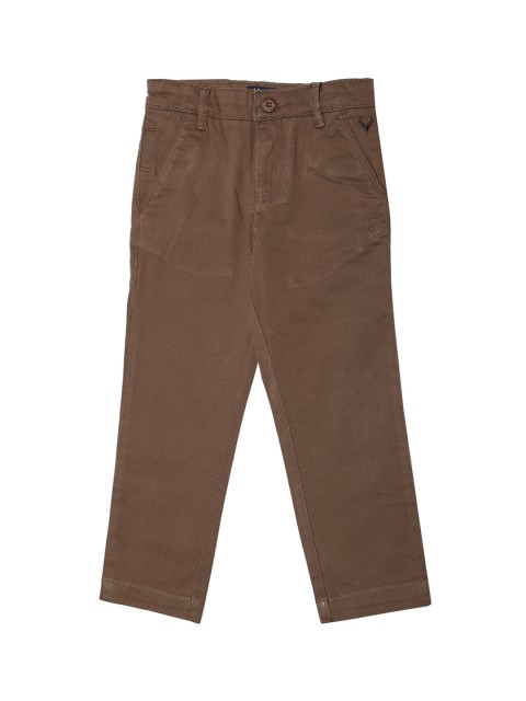 

Allen Solly Junior Boys Brown Regular Fit Self Design Regular Trousers