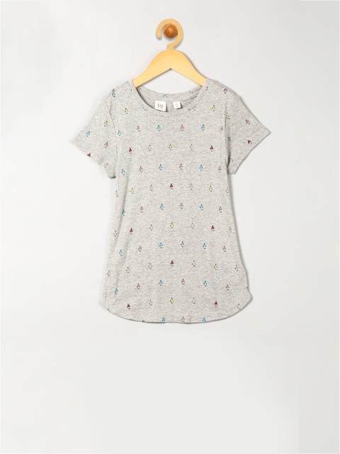 

GAP Girls Grey Printed Crew Neck Tee