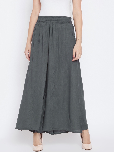 

PANIT Women Charcoal Grey Solid Flared Palazzos