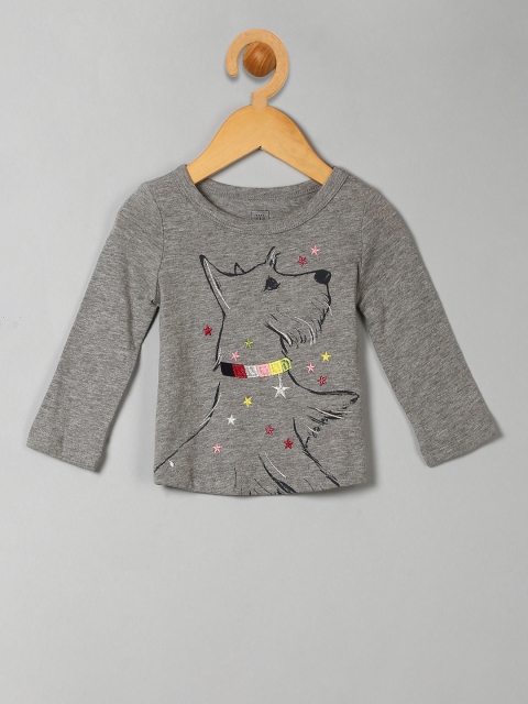 

GAP Toddler Girl Grey Embellished Graphic Slub Tee