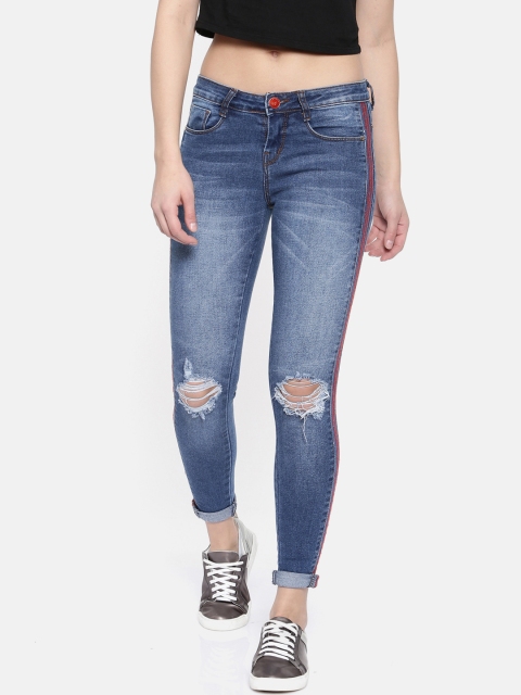 

ZHEIA Women Blue Skinny Fit Mid-Rise Mildly Distressed Stretchable Jeans