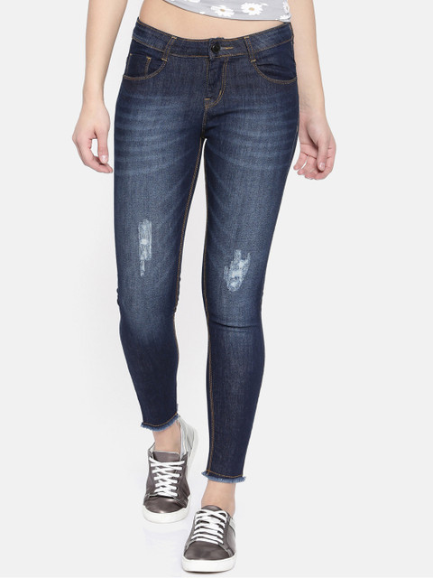 

ZHEIA Women Blue Skinny Fit Mid-Rise Low Distress Stretchable Jeans