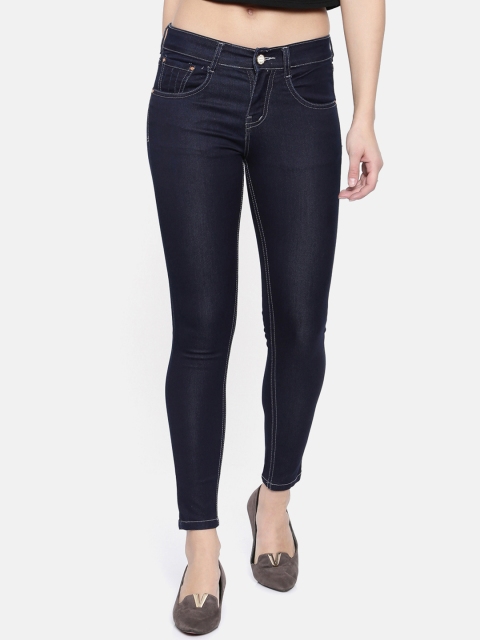 

ZHEIA Women Navy Blue Skinny Fit Crop Mid-Rise Clean Look Stretchable Jeans