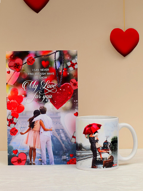 

Archies Love Gifts Multicoloured Printed Ceramic Mug with Greeting Card, Multi