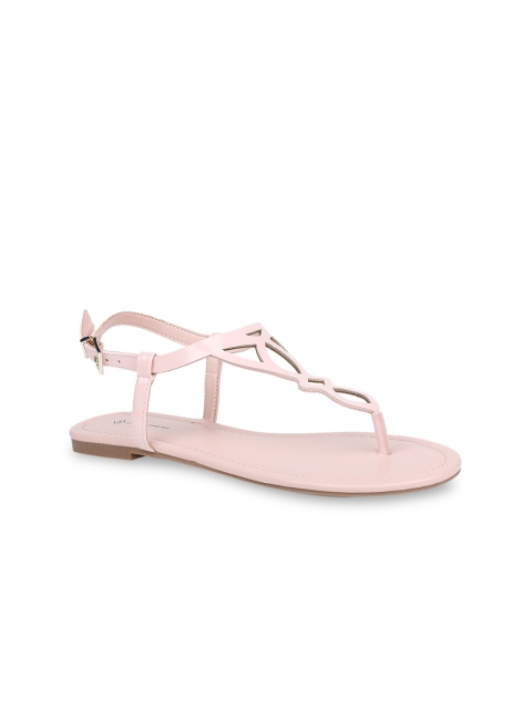 

Call It Spring Women Pink Solid T-Strap Flats