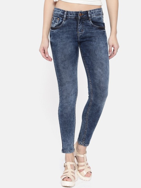 

ZHEIA Women Blue Skinny Fit Crop Mid-Rise Clean Look Stretchable Jeans