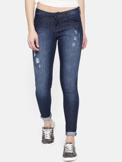 

ZHEIA Women Blue Skinny Fit Mid-Rise Low Distress Stretchable Jeans