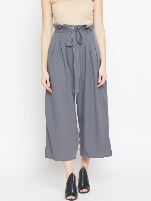 

Bitterlime Women Grey Relaxed Loose Fit Solid Parallel Trousers
