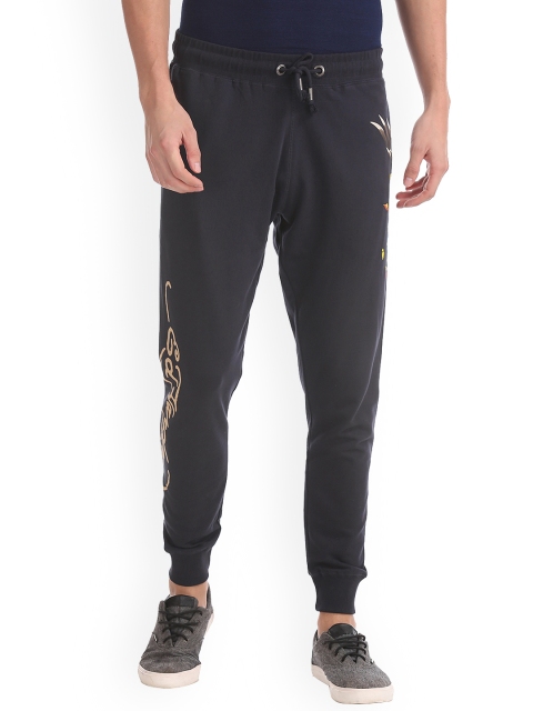 

Ed Hardy Men Navy Solid Slim Fit Joggers, Navy blue