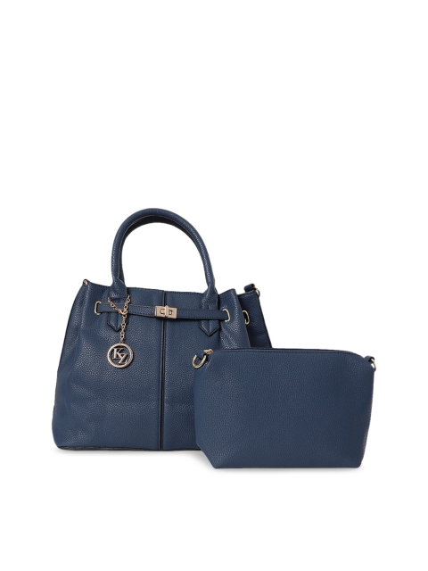 

Kazo Navy Blue Solid Handheld Bag