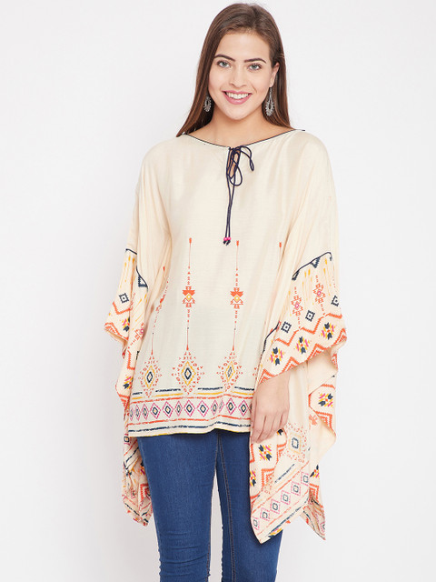 

The Kaftan Company Women Beige Printed Kaftan Top