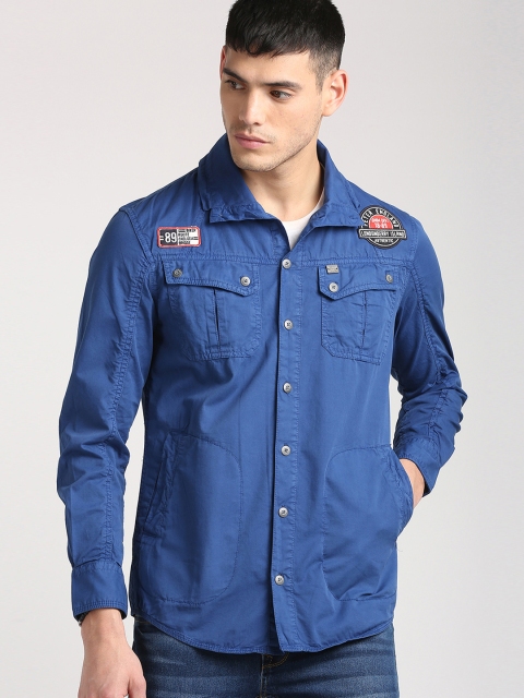 

Peter England Casuals Men Blue Slim Fit Solid Casual Shirt
