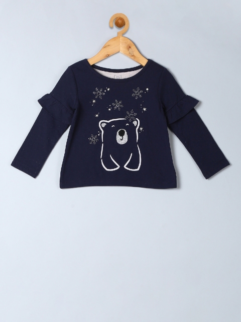 

GAP Girl Embellished Graphic Ruffle Pullover, Navy blue