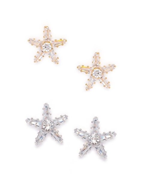 

Rubans Gold-Toned & Silver-Toned Classic Studs