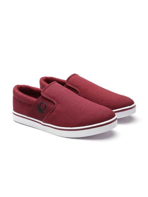 

United Colors of Benetton Men Maroon Slip-On Sneakers