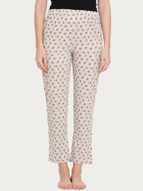 

Clovia Women Grey & Orange Printed Pyjamas LB0163P16XL