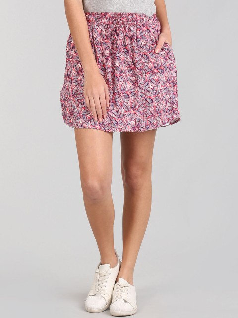 

GAP Women Red Tie Waist Print Skirt