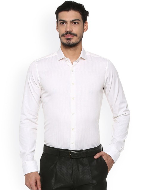 

SIMON CARTER LONDON Men White Slim Fit Self Design Formal Shirt