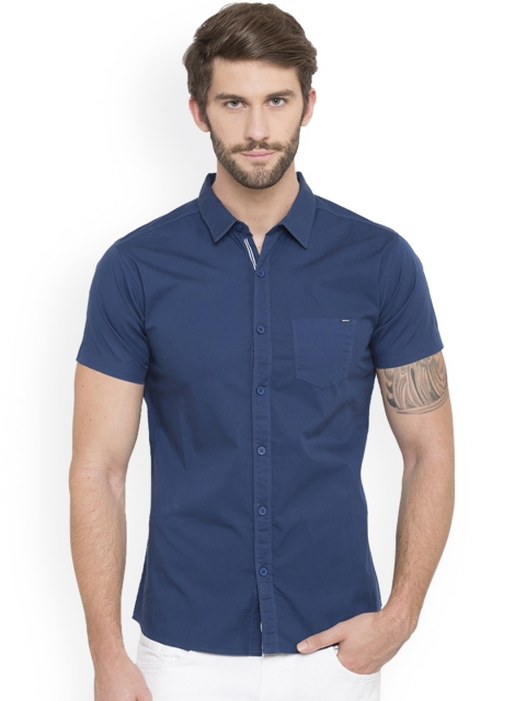 

SPYKAR Men Blue Slim Fit Solid Casual Shirt