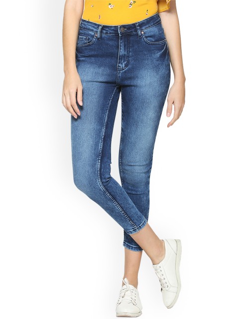 

People Women Blue Regular Fit Mid-Rise Clean Look Stretchable Jeans