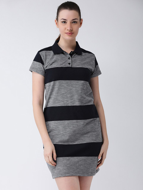 

Club York Women Navy Blue Striped T-shirt Dress
