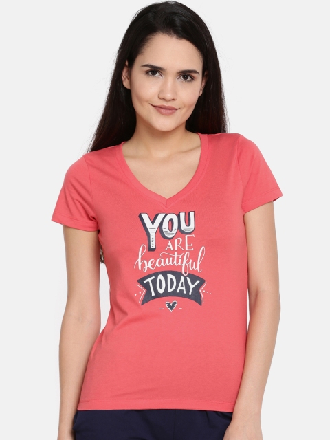 

Dollar Missy Women Pink Printed V-Neck T-shirt