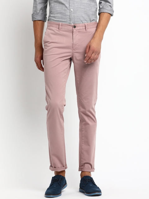 

Basics Men Pink Tapered Fit Solid Regular Trousers