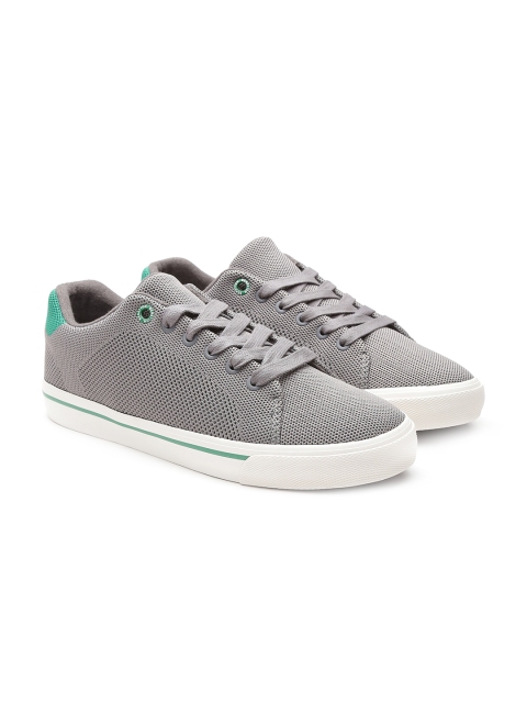 

United Colors of Benetton Men Grey Woven Design Sneakers