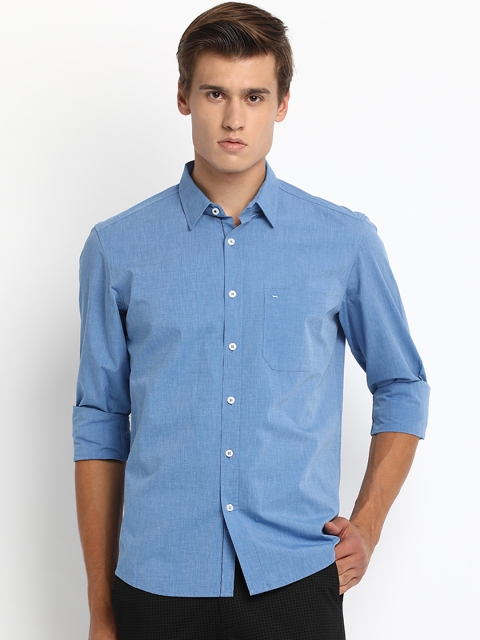 

Basics Men Blue Slim Fit Self Design Casual Shirt