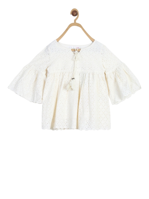 

ELLE Girls Off-White Self Design A-Line Top