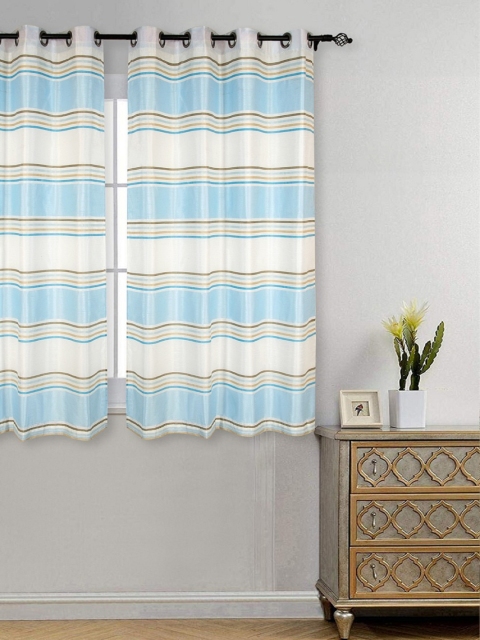 

Deco Window Blue & White Striped Regular Single Window Curtain