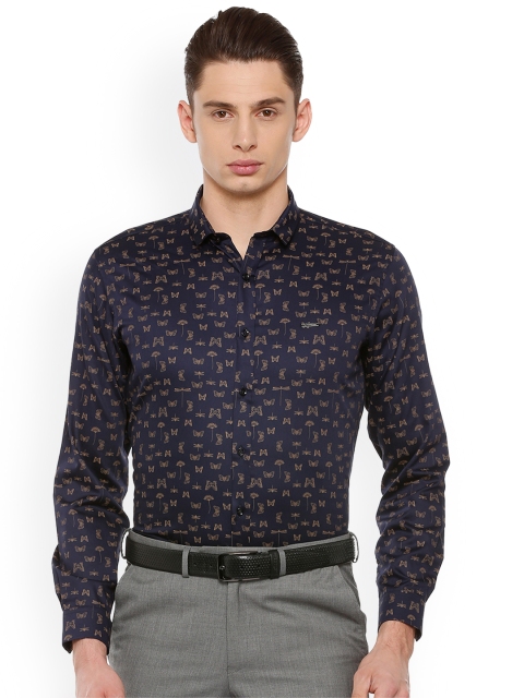 

V Dot Men Blue Slim Fit Printed Formal Shirt