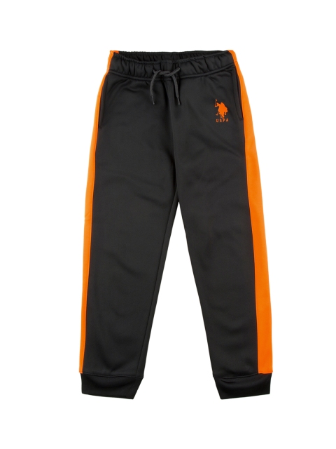 

U.S. Polo Assn. Kids Boys Grey & Orange Colourblocked Slim Fit Joggers