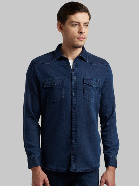 

Parx Men Blue Slim Fit Solid Casual Shirt