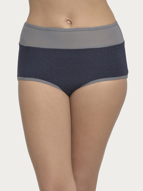 

Clovia Women Navy Blue & Grey Colourblocked High Rise Hipster