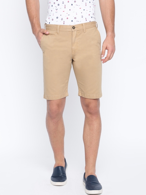 

Basics Men Khaki Solid Regular Fit Regular Shorts