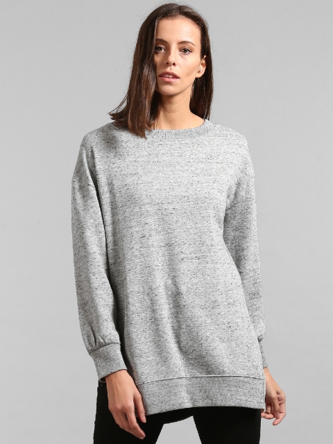 

GAP Women Grey Hi-Lo Fleece Sweatshirt