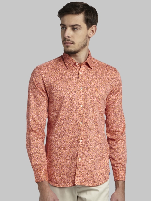 

Parx Men Orange Slim Fit Printed Casual Shirt