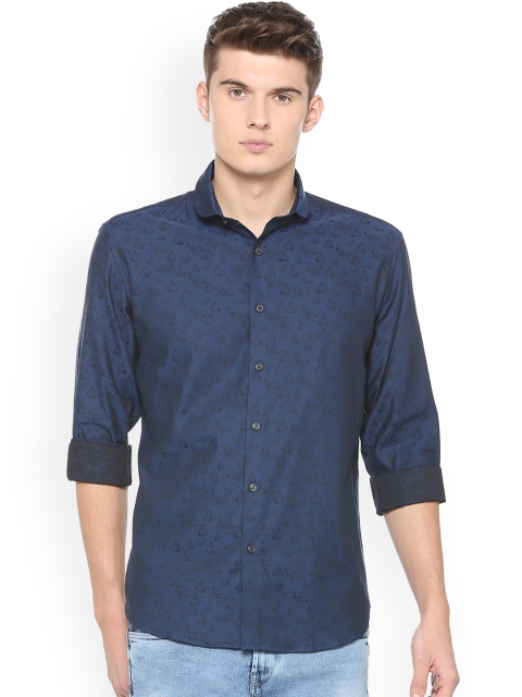 V Dot Men Blue Slim Fit Printed Casual Shirt