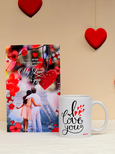 

Archies Love Gifts Multicoloured Printed Ceramic Mug & Greeting Card Set, Multi