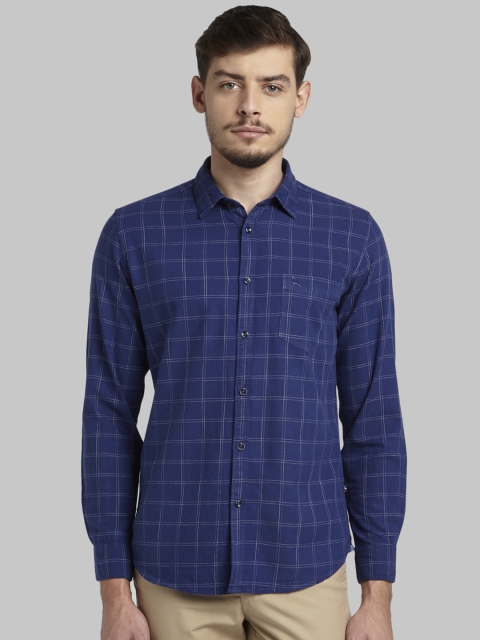 

Parx Men Blue Slim Fit Checked Casual Shirt