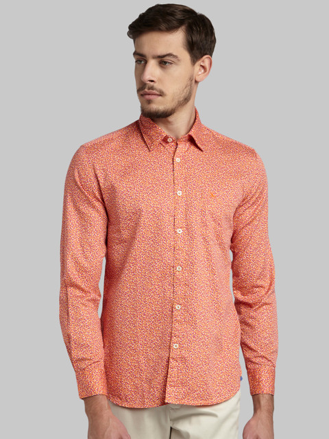 

Parx Men Orange Slim Fit Printed Casual Shirt