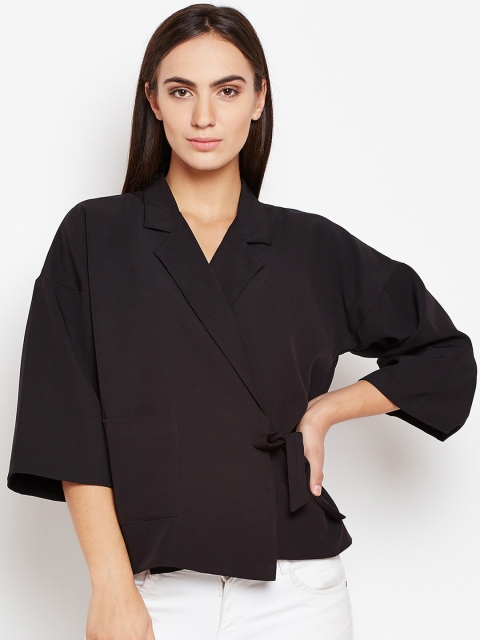 

Nun Women Black Solid Asymmetric Closure Tailored Jacket
