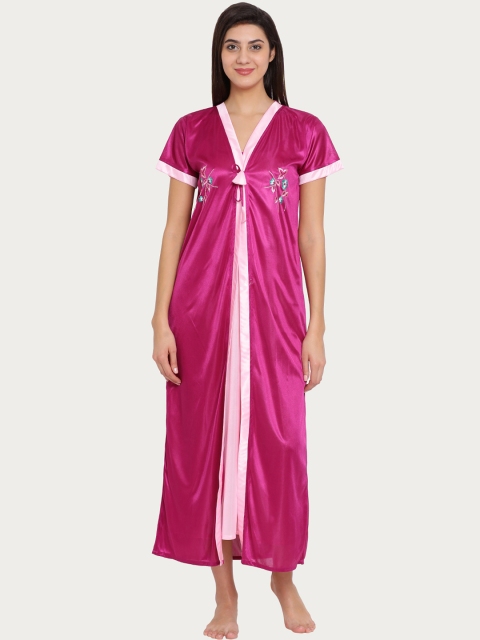 

Clovia Women Pink Solid Maxi Satin Robe NS1126P15O