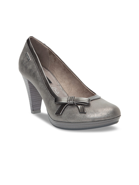 

Bugatti Women Gunmetal-Toned Solid Pumps, Metallic