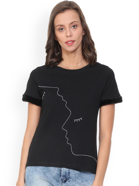 

People Women Black Printed Top