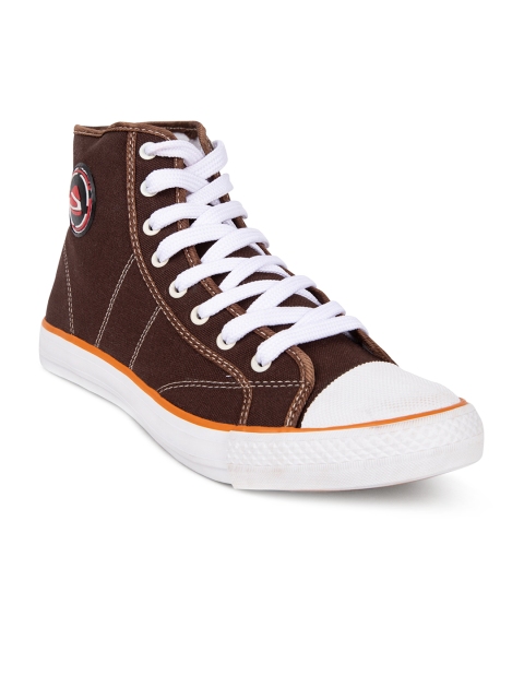 

Duke Men Brown Canvas Mid-Top Sneakers
