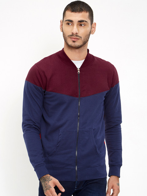 

Maniac Men Maroon Colourblocked Windcheater Bomber